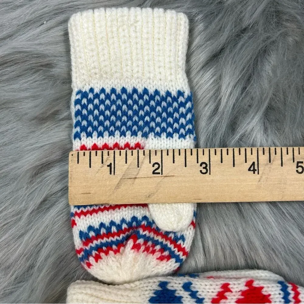 Vintage Kids Nordic Fair Isle Acrylic Mittens 1970’s